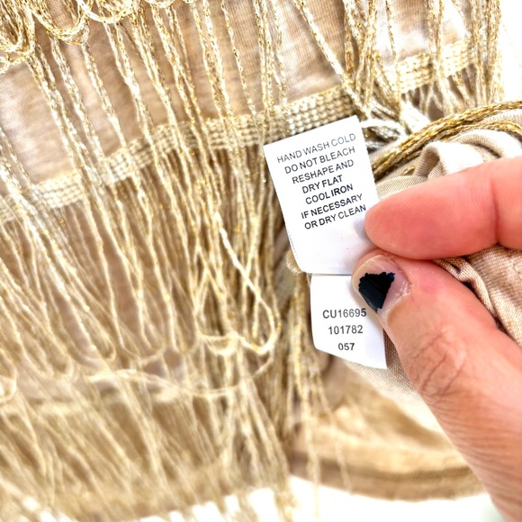 Cupio Cream and Gold Fringe Flapper Sheer Party Tank Top Medium Mobwife - Picture 7 of 7